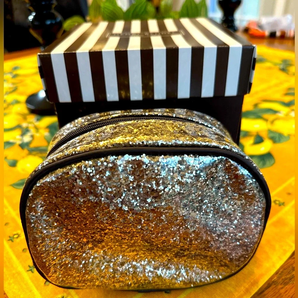 NWT HENRI BENDEL Metallic Glitter Goddess Cosmetic Makeup Bag Clutch